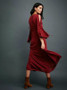 Long sleeved bohemian solid color beach holiday elegant long dress