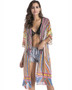 4 pattern Beach bikini outer cover chiffon print middle sleeve shirt boho style