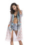 4 pattern Beach bikini outer cover chiffon print middle sleeve shirt boho style