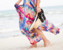 Loose Printed Side Split Bikini Gown Maxi Beach Dress