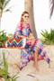 Loose Printed Side Split Bikini Gown Maxi Beach Dress