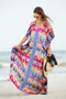 Loose Printed Side Split Bikini Gown Maxi Beach Dress