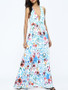 Floral Print Sleeveless Deep V Neck Bohemia Maxi Dress