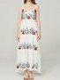 2018 New Spaghetti Strap Floral Embroidered Maxi Dress