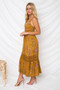 Printed Spaghetti Strap Backless Beach Bohemia Maxi Dress