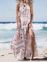 Print Sleeveless Side Split Beach Bohemia Maxi Dress