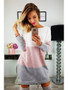 Oversized female long sleeve mesh jumper tops loose casual sweater dress