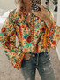 DIOROBBEN boho clothing 5XL Plus Size women long sleeve Shirt fashion O-Neck Autumn Tops Vintage Floral printed women's blouses