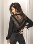 Womens Tops and Blouses Elegant long Sleeve V Neck OL Lace Shirt Ladies