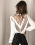 Womens Tops and Blouses Elegant long Sleeve V Neck OL Lace Shirt Ladies