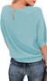 Women's Casual Knot Tie Front Half Sleeve Summer T Shirt Blouses Tops