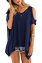 Womens Cold Shoulder Tunic Tops Short Sleeve Blouse Shirts for Summer