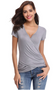 Womens Summer Wrap Top V-Neck Short Sleeve Slim Fit Casual Tee Shirt Blouse