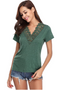 Women's Summer Lace V Neck T-Shirt Short Sleeve Casual Tee Shirt Tops