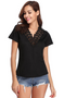 Women's Summer Lace V Neck T-Shirt Short Sleeve Casual Tee Shirt Tops