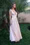 Pink V Neck Sleeveless Sequin Evening Dress