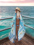 Print Long Sleeve Loose Beach Swimwear Bikini Cover Up