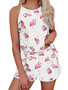SAMAUD Women's Casual Tie Dye Printed Short Pajamas Set Sleeveless Halter Tops Cami Pjs Sleepwear Loungewear