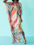 Print Chiffon Split Long Beach Bikini Cover Up