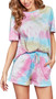 Womens Tie Dye Printed Pajamas Set Cotton Lounge Sets Short Sleeve Tops and Shorts 2 Piece Sleepwear Pj Sets