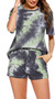 Womens Tie Dye Printed Pajamas Set Cotton Lounge Sets Short Sleeve Tops and Shorts 2 Piece Sleepwear Pj Sets