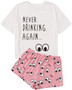 Women's Sleepwear Closed Eyes Print Tee and Shorts Pajama Set