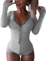 Women's Sexy Deep V Neck Shorts Long Sleeve Knitted One Piece Bodysuit Sexy Pajama Onesie Bodycon Rompers Overall