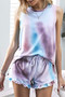 Women Sleeveless Sleepwear Printed Pj Tie Dye Pajama Set Loungewear Shirt with Short