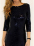 Sexy Sequined Perspective Long Sleeve Bodycon Dress