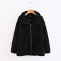 Solid Color Fluffy Faux Fur Coat with Pockets