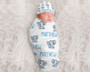 Baby Boy Personalized Elephant Blanket and Hat Personalized Swaddle Blanket Baby Boy Receiving Blanket Monogram Baby Blanket Baby Boys