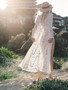 Solid Color Lace Beach Holiday Long Dress Cover Up