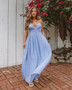 Solid Color Deep V Neck Evening Maxi Dress