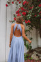 Solid Color Deep V Neck Evening Maxi Dress