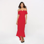 Solid Color Off Shoulder Irregular Evening Maxi Dress