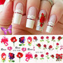 Butterfly Nail Art Sticker Decals Butterfly Bloom Flower Design Tulips, Retro Roses Printing Female Trend Nail Art Decoration Water Transfer Stickers Holographic DIY Nail Supplies (24Pcs)