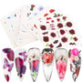Butterfly Nail Art Sticker Decals Butterfly Bloom Flower Design Tulips, Retro Roses Printing Female Trend Nail Art Decoration Water Transfer Stickers Holographic DIY Nail Supplies (24Pcs)