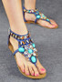 Ethnic Style Women Summer Bohemian Stone Bead Flat Sandals