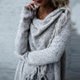 Knit Long Sleeve Tassel Irregular Sweater