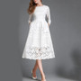 Lace Long Sleeve Hollow Pockets Dress