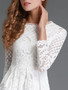 Lace Long Sleeve Hollow Pockets Dress