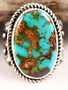 Large Blue Stone Vintage Boho Antique Silver Color Ring