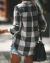 Loose Long Sleeves Plaid Button Shirt Blouse Tops