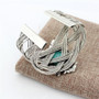 Bohemian Vintage Turquoise Silver Color Bracelet Owl Open Cuff Bracelets Jewelry