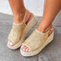 Comfortable Summer Hemp Wedge Heels Sandals  Platform Beach Shoes