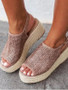 Comfortable Summer Hemp Wedge Heels Sandals  Platform Beach Shoes