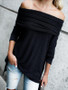 Casual Long Sleeves Ruffled Off-the-shoulder Blouses Tops