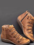 Vintage Comfortable Flat Heel Autumn Ankle Zipper Boots