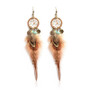 Round feather long dream catcher earrings