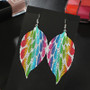 Bohomian Colorful Hollow Leaf Drop Earrings Accessories